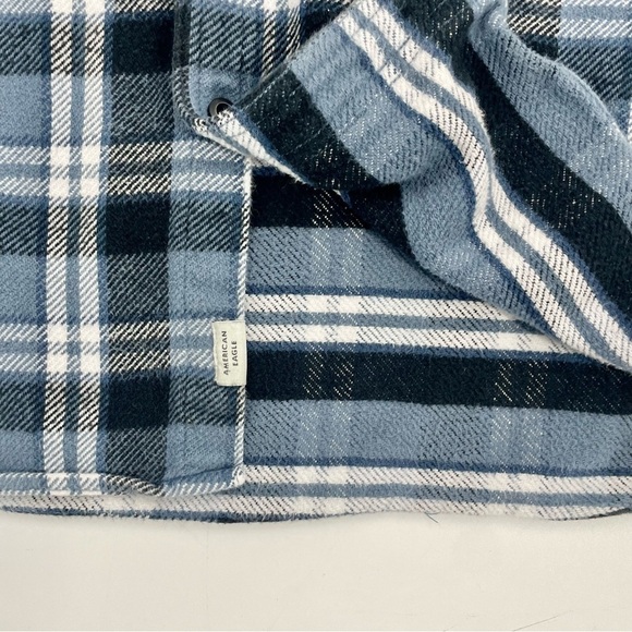American Eagle Outfitters Men's Large Thick Flannel Shacket Blue Plaid Cabincore - Picture 6 of 11